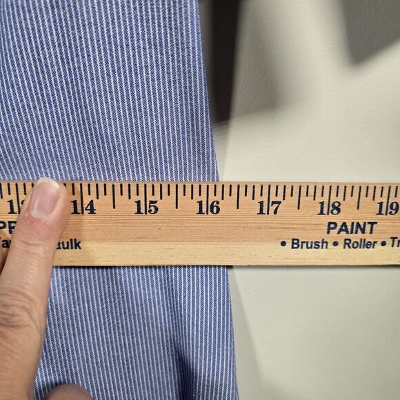 T Tahari Collared Button Down Dress Size 6 Blue Striped Midi Fit Flare - Picture 13 of 15